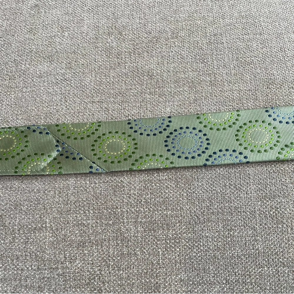 Haines & Bonner of London Green Circles Dots Men’s Silk Tie Office Professional